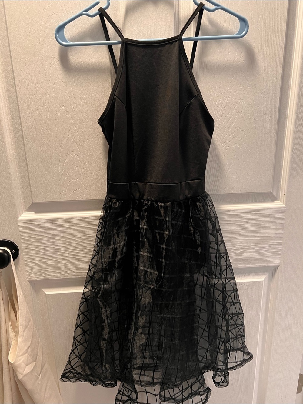 Charlotte Russe Y2K Black Halter Dress Sheer Overlay Skirt Whimsigoth Fairy
